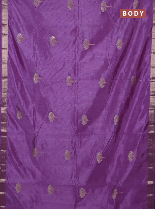 Semi raw silk saree lavender with zari woven buttas and zari woven border