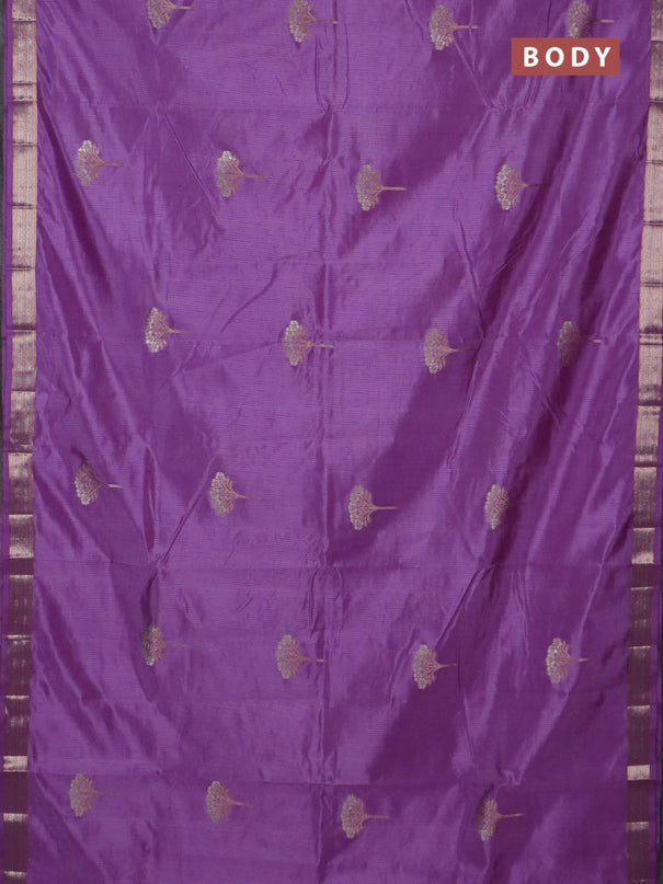 Semi raw silk saree lavender with zari woven buttas and zari woven border