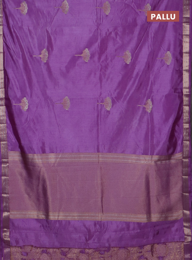 Semi raw silk saree lavender with zari woven buttas and zari woven border