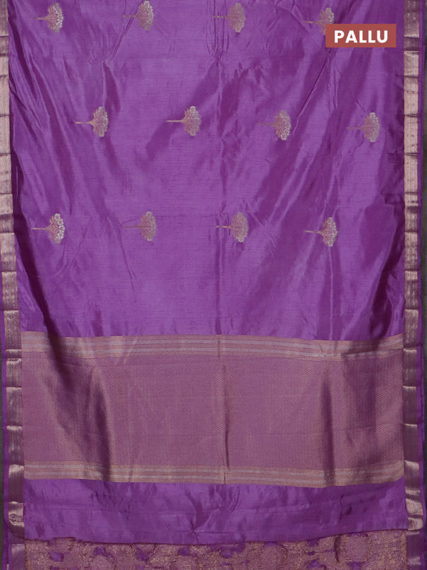 Semi raw silk saree lavender with zari woven buttas and zari woven border