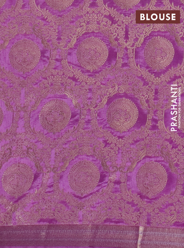 Semi raw silk saree lavender with zari woven buttas and zari woven border
