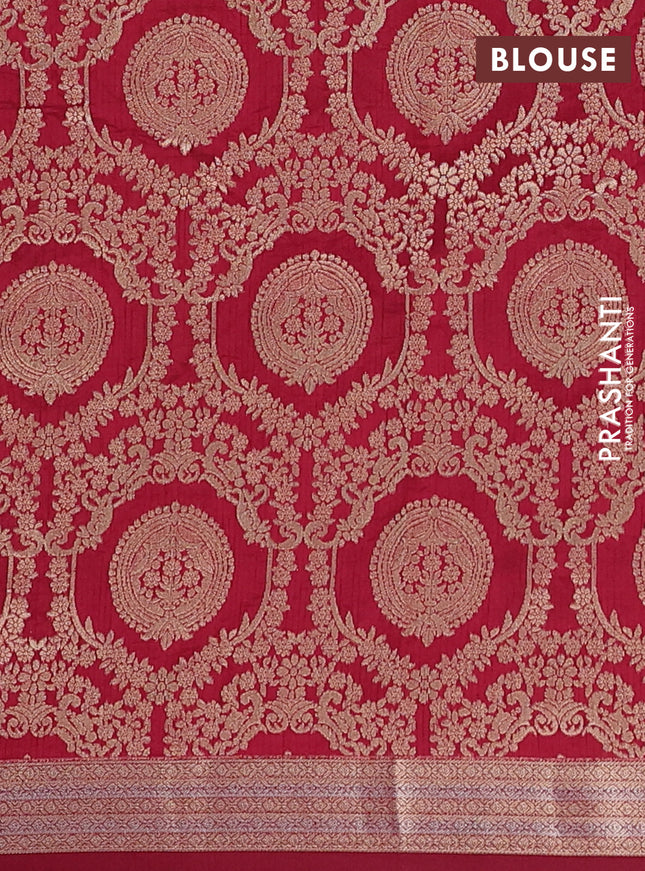 Semi raw silk saree maroon with zari woven buttas and zari woven border