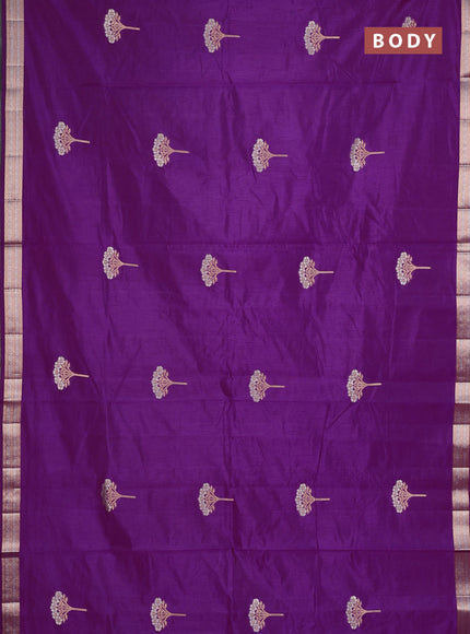 Semi raw silk saree purple with zari woven buttas and zari woven border