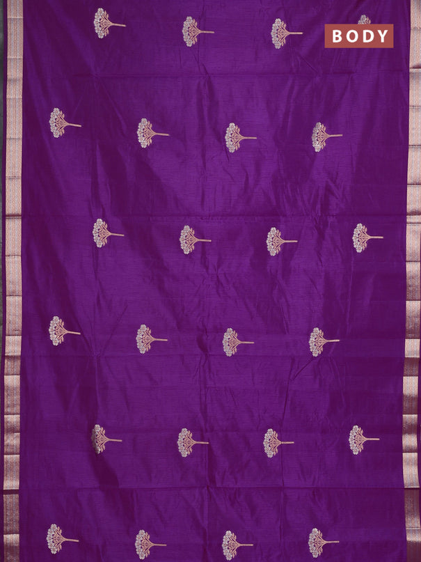 Semi raw silk saree purple with zari woven buttas and zari woven border