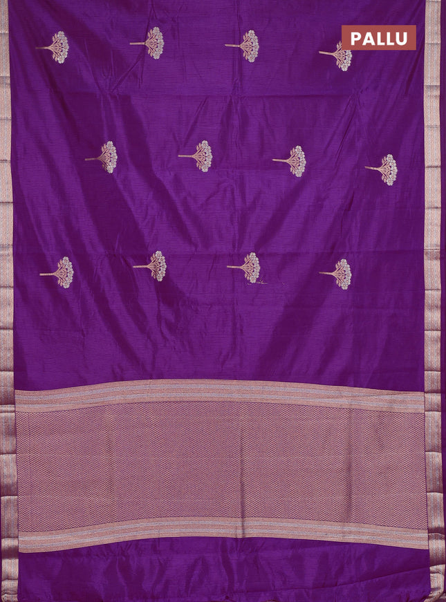 Semi raw silk saree purple with zari woven buttas and zari woven border