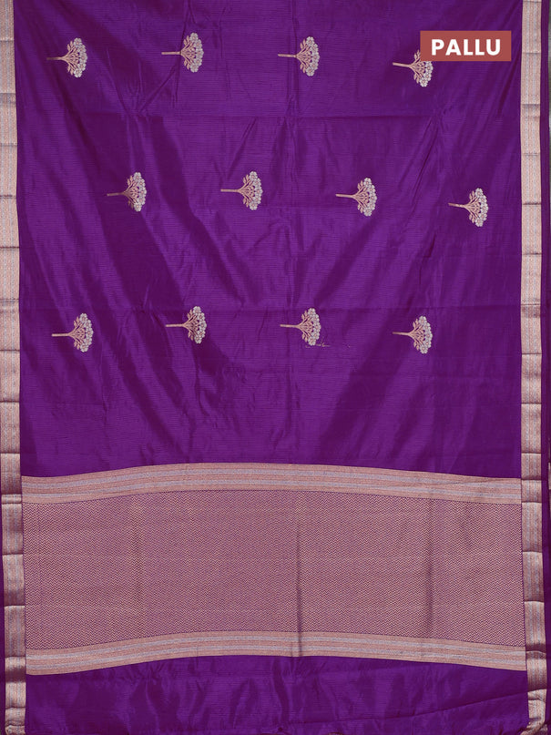 Semi raw silk saree purple with zari woven buttas and zari woven border