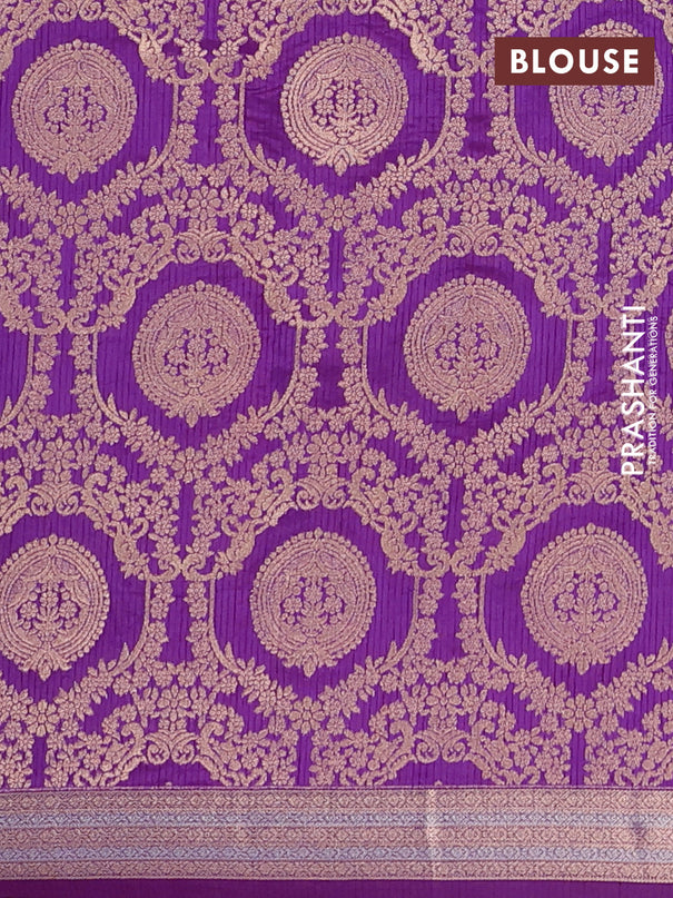 Semi raw silk saree purple with zari woven buttas and zari woven border