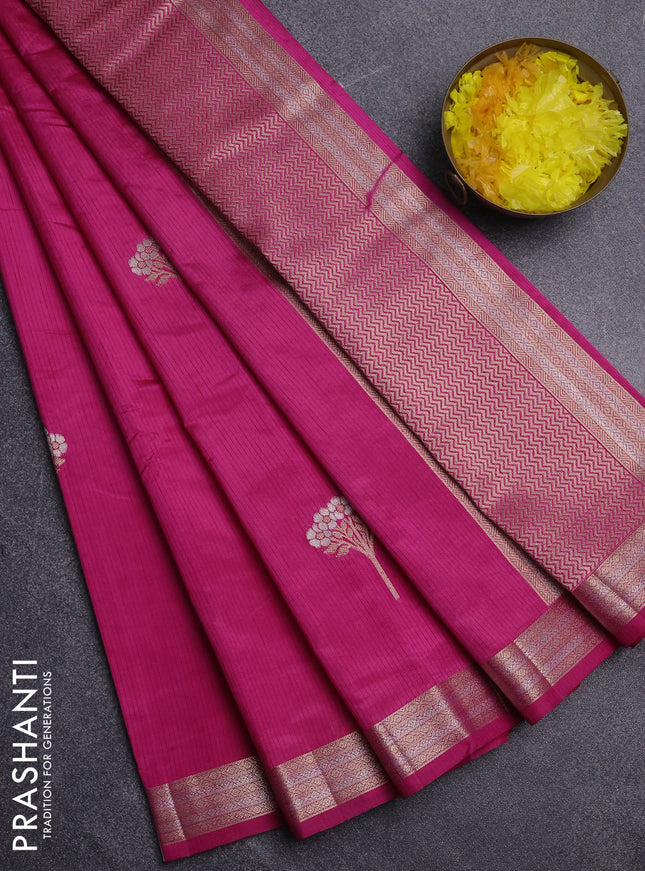 Semi raw silk saree pink with zari woven buttas and zari woven border