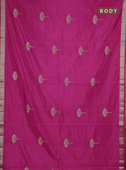 Semi raw silk saree pink with zari woven buttas and zari woven border