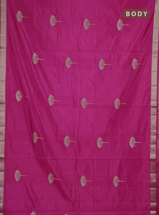 Semi raw silk saree pink with zari woven buttas and zari woven border