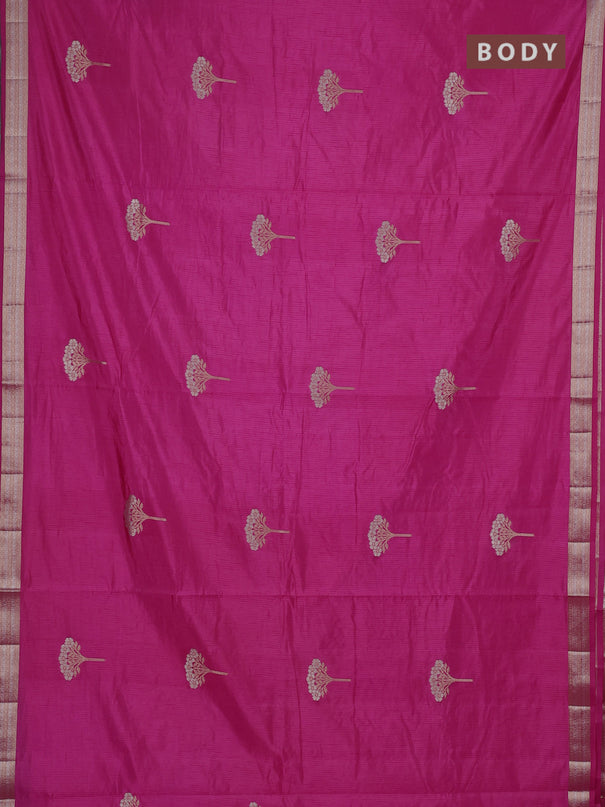 Semi raw silk saree pink with zari woven buttas and zari woven border