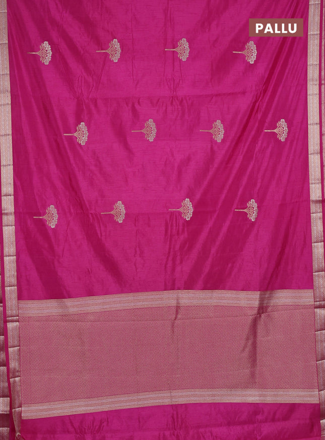 Semi raw silk saree pink with zari woven buttas and zari woven border