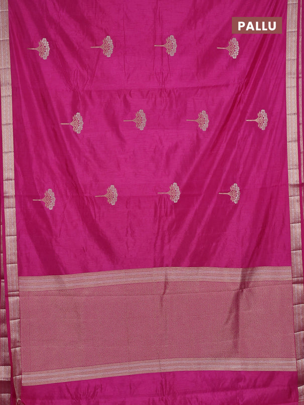 Semi raw silk saree pink with zari woven buttas and zari woven border