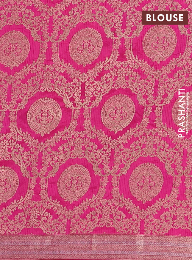 Semi raw silk saree pink with zari woven buttas and zari woven border
