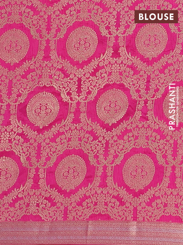 Semi raw silk saree pink with zari woven buttas and zari woven border