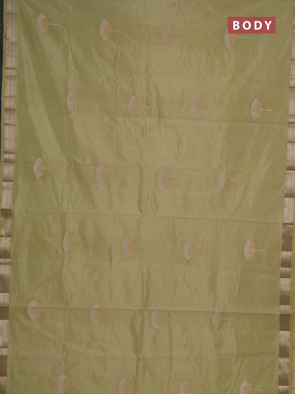 Semi raw silk saree pale yellow with zari woven buttas and zari woven border
