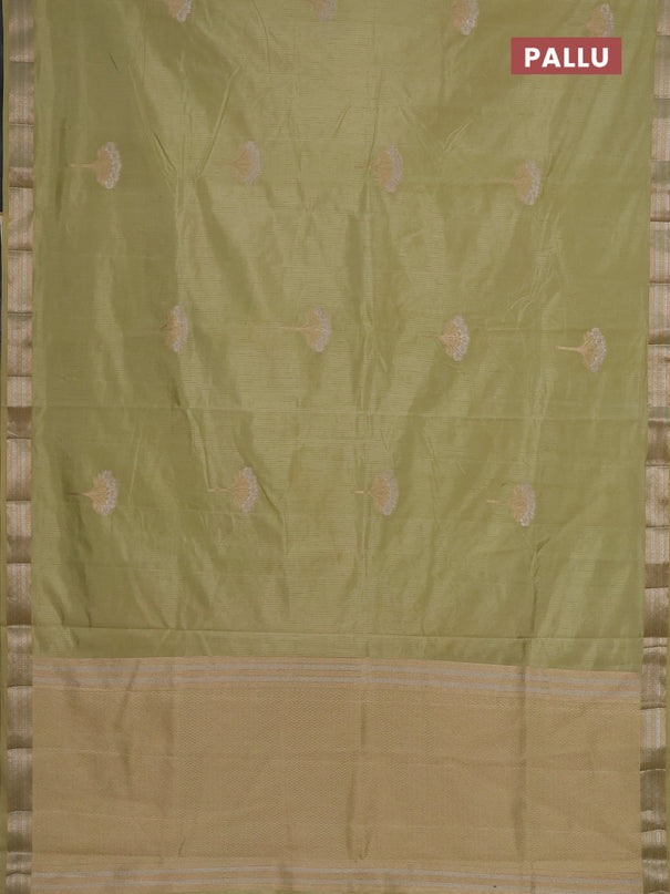Semi raw silk saree pale yellow with zari woven buttas and zari woven border