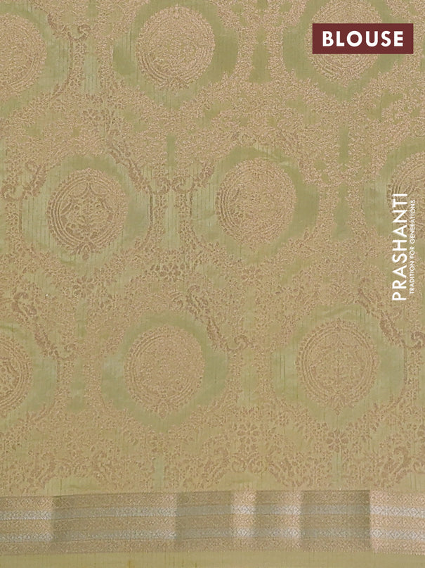 Semi raw silk saree pale yellow with zari woven buttas and zari woven border