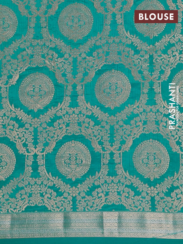 Semi raw silk saree teal blue with zari woven buttas and zari woven border
