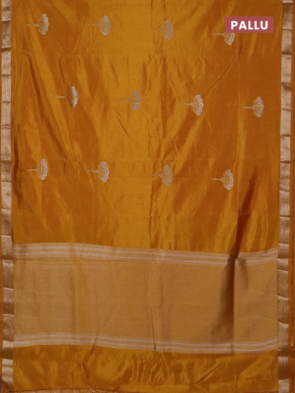 Semi raw silk saree mustard yellow with zari woven buttas and zari woven border