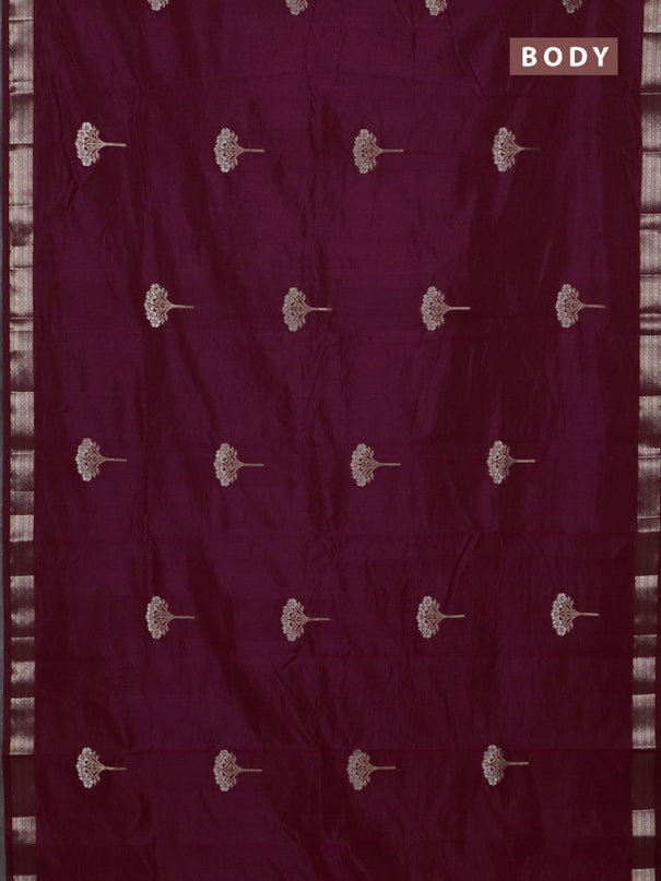 Semi raw silk saree wine shade with zari woven buttas and zari woven border