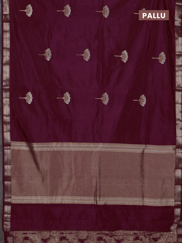 Semi raw silk saree wine shade with zari woven buttas and zari woven border