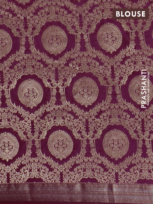 Semi raw silk saree wine shade with zari woven buttas and zari woven border