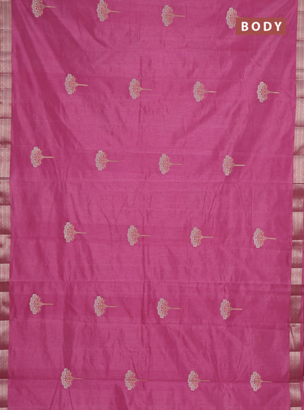 Semi raw silk saree mauve pink with zari woven buttas and zari woven border