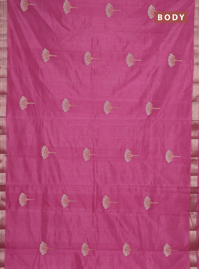Semi raw silk saree mauve pink with zari woven buttas and zari woven border