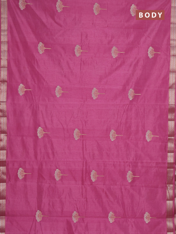 Semi raw silk saree mauve pink with zari woven buttas and zari woven border