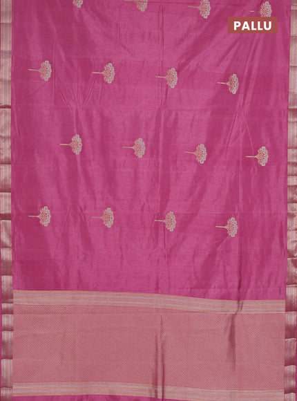 Semi raw silk saree mauve pink with zari woven buttas and zari woven border