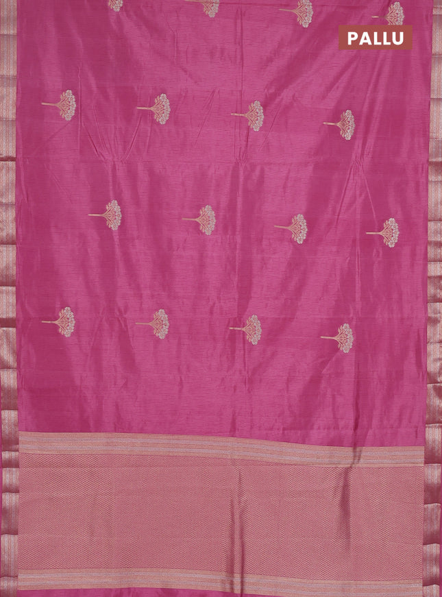 Semi raw silk saree mauve pink with zari woven buttas and zari woven border