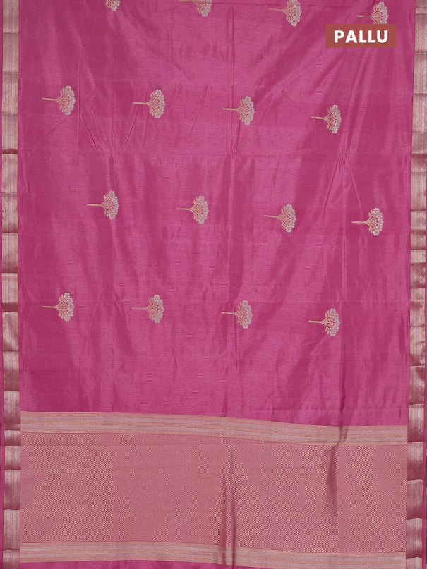 Semi raw silk saree mauve pink with zari woven buttas and zari woven border