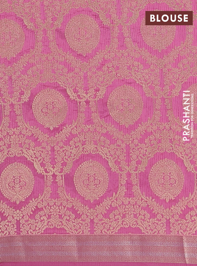 Semi raw silk saree mauve pink with zari woven buttas and zari woven border