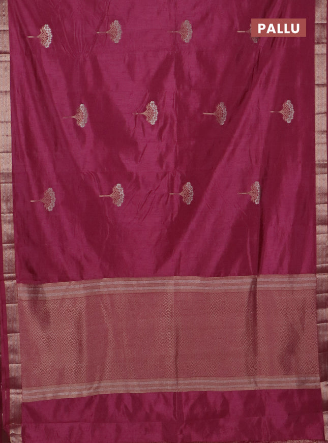 Semi raw silk saree mauve pink with zari woven buttas and zari woven border
