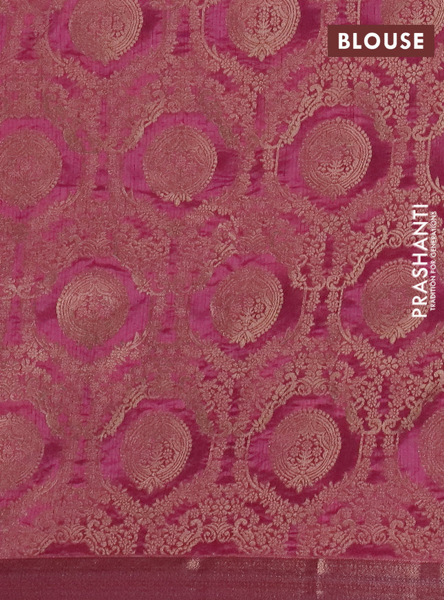 Semi raw silk saree mauve pink with zari woven buttas and zari woven border