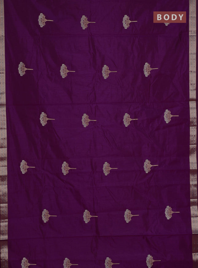 Semi raw silk saree purple with zari woven buttas and zari woven border
