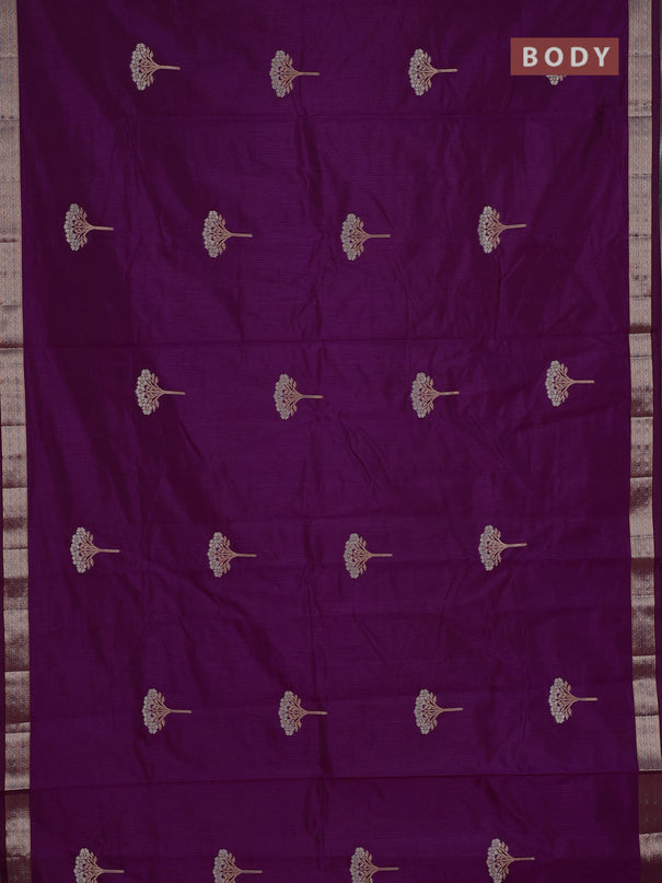 Semi raw silk saree purple with zari woven buttas and zari woven border