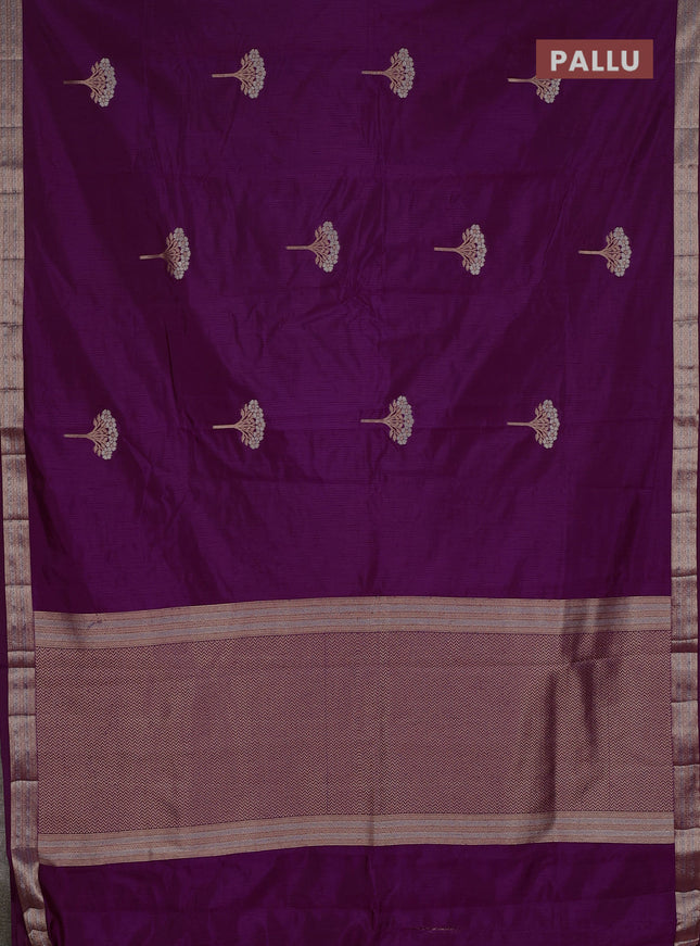 Semi raw silk saree purple with zari woven buttas and zari woven border