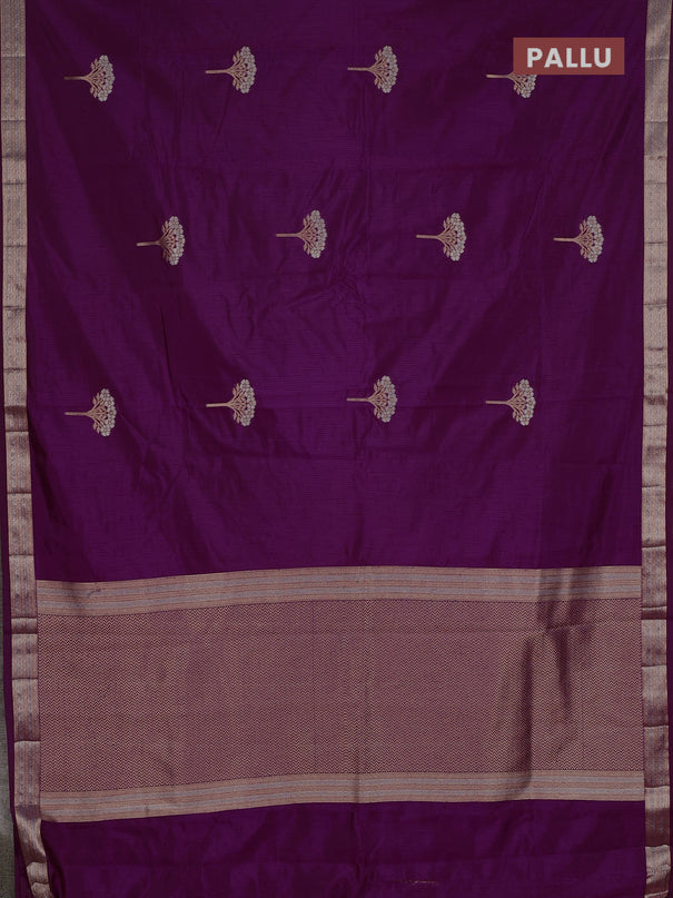 Semi raw silk saree purple with zari woven buttas and zari woven border