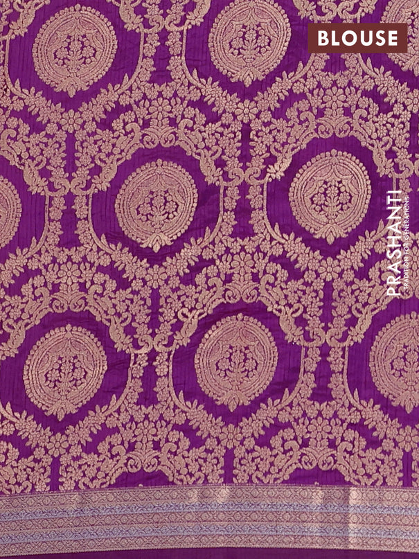 Semi raw silk saree purple with zari woven buttas and zari woven border