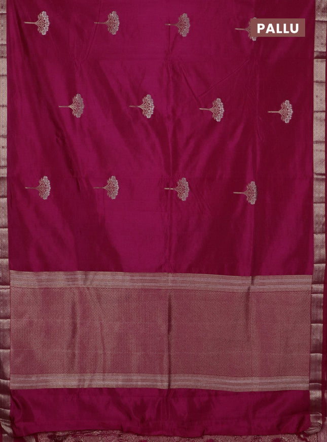 Semi raw silk saree pink with zari woven buttas and zari woven border