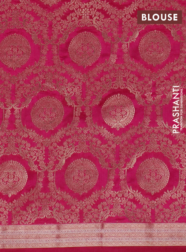 Semi raw silk saree pink with zari woven buttas and zari woven border