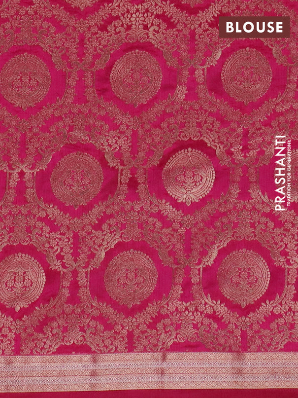 Semi raw silk saree pink with zari woven buttas and zari woven border
