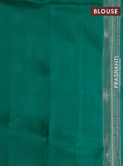 Banarasi poona silk saree teal green with zari woven floral buttas and zari woven border