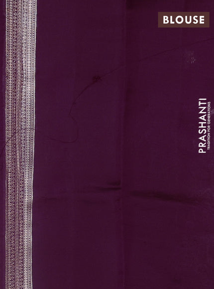 Banarasi poona silk saree deep purple with zari woven floral buttas and zari woven border