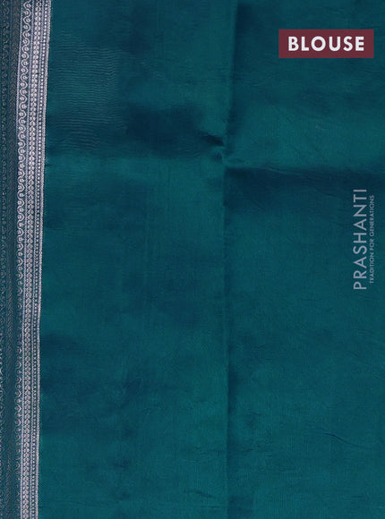 Banarasi poona silk saree cs blue with zari woven floral buttas and floral design zari woven border