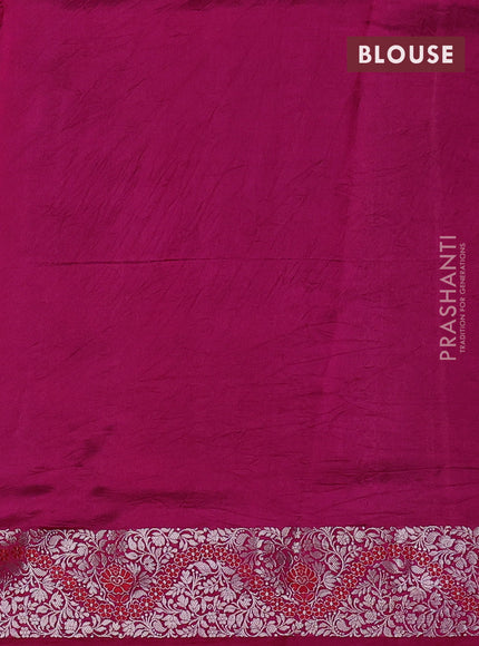 Banarasi poona silk saree violet and pink with silver zari woven buttas and silver zari woven border