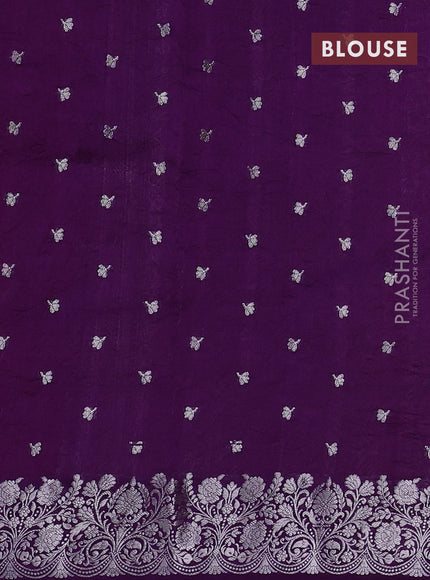 Banarasi poona silk saree dark pink and purple with allover zari weaves and zari woven border
