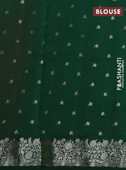Banarasi poona silk saree red and green with allover zari weaves and zari woven border